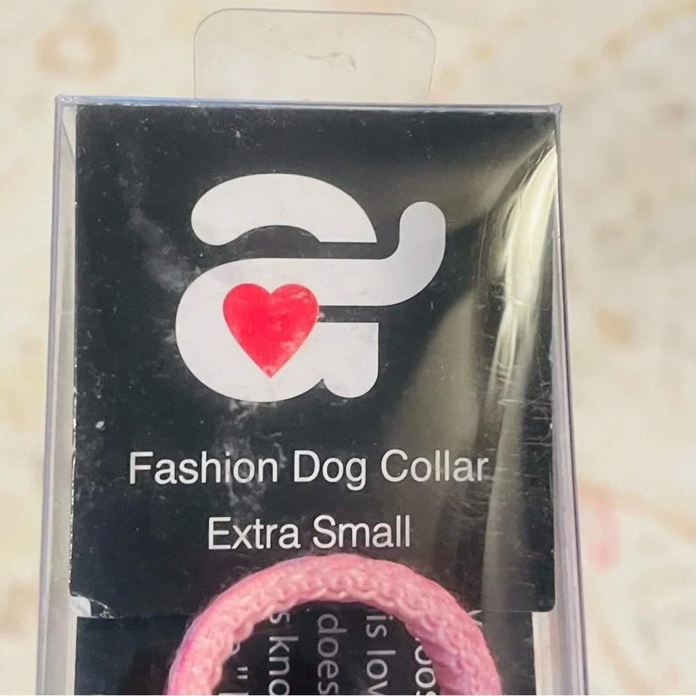Azuza XS Extra Small Dog Collar With Bow Tie, Lovely Pink & Purple Heart Pattern